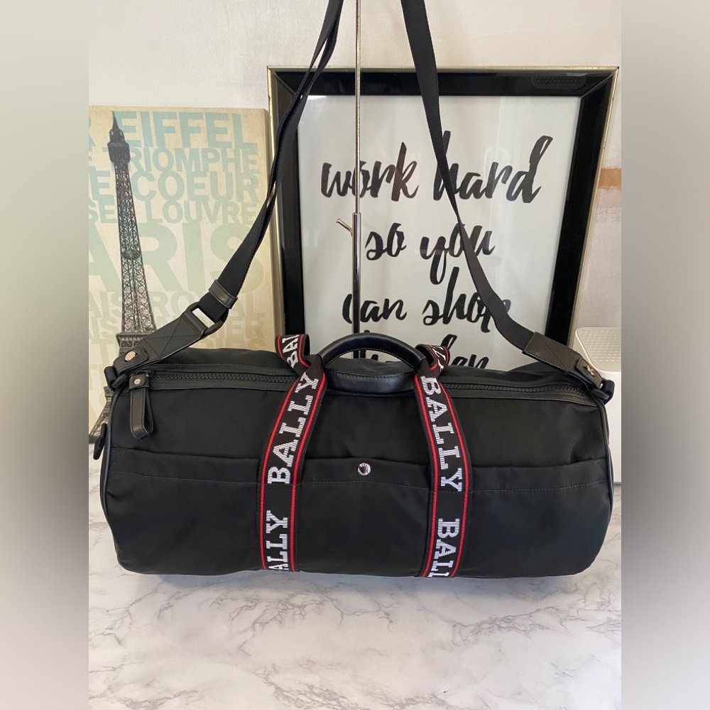 Bally Duffle Bag for mens Black /red